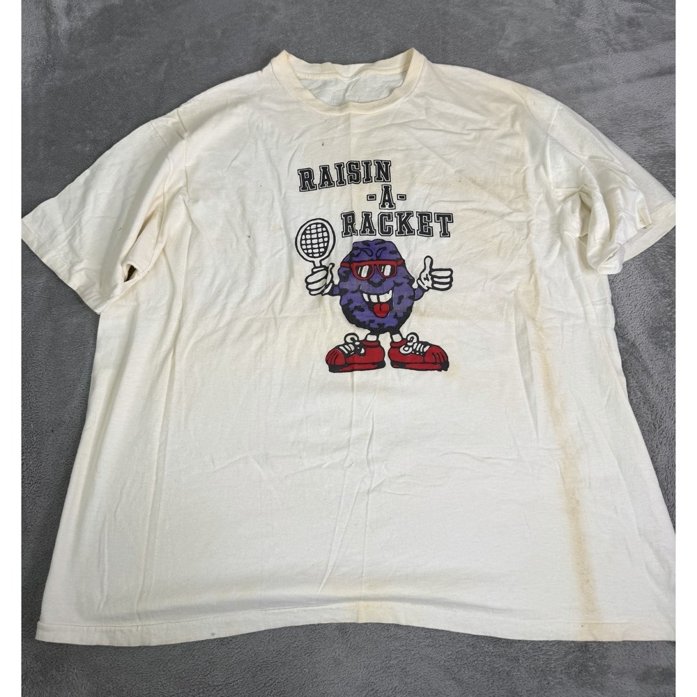 Vintage 90s Raisin Comedy Short Sleeve T Shirt Men's Size XL White